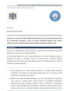 Xildhibaannada Dowladda Federaalka ee Puntland: "Xasan oo hore u lumiyey Somaliland wuxuu hadda saarayaa Puntland."